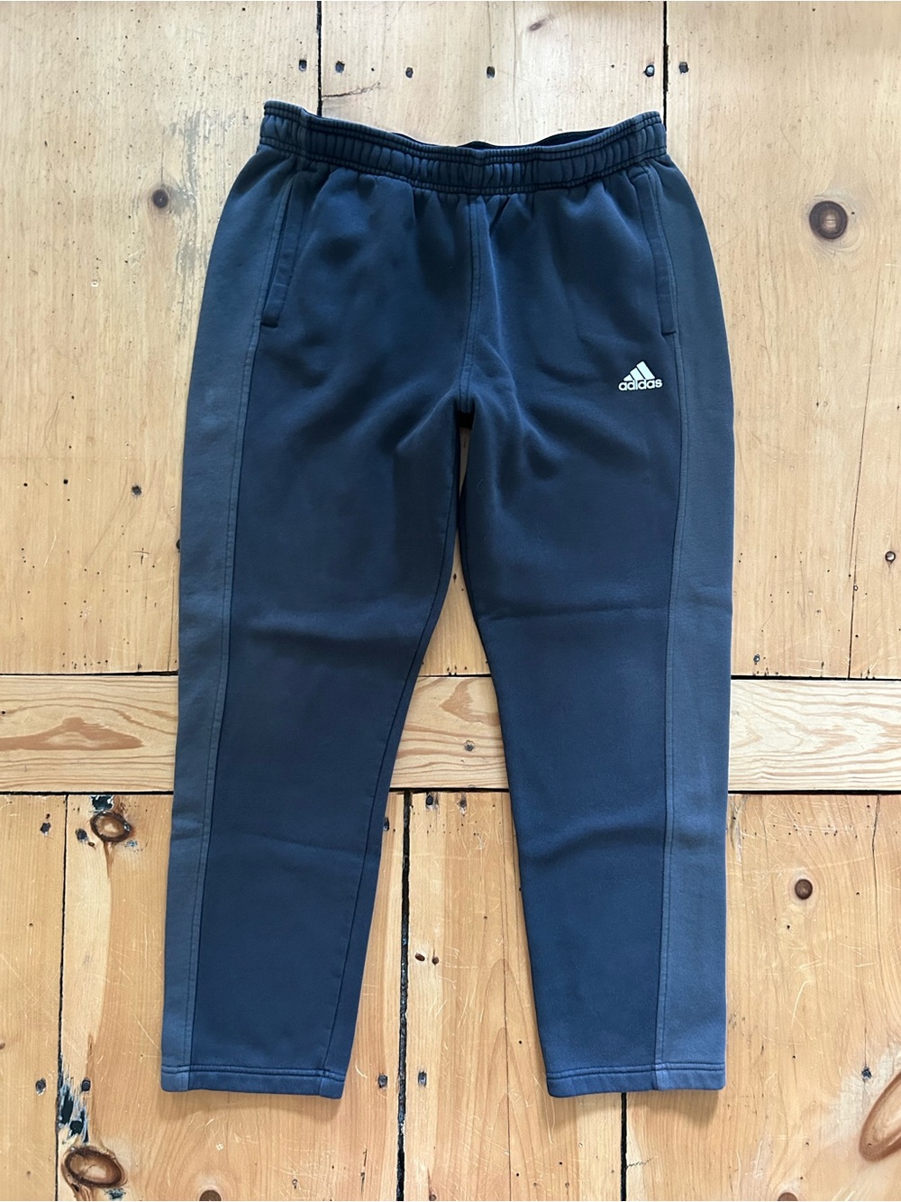 adidas Navy/Charcoal Athletic Wide Leg Sweatpants with Logo